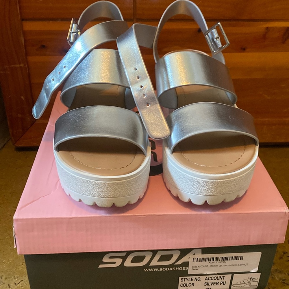 Silver platform heels